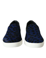 Dolce & Gabbana Blue Calfskin Hair Leopard Sneakers Men's Shoes