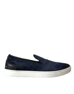 Dolce & Gabbana Blue Calfskin Hair Leopard Sneakers Men's Shoes