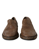 Dolce & Gabbana Brown Woven Leather Loafers Casual Men's Shoes