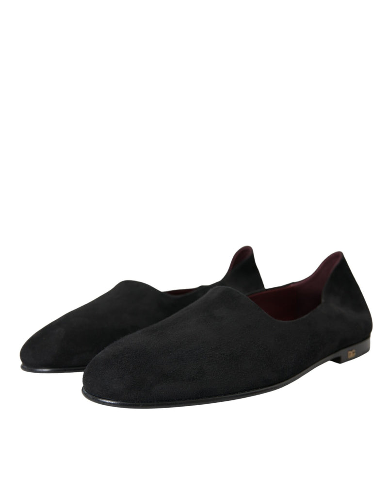 Dolce & Gabbana Black Suede Loafers Formal Dress Slip On Men's Shoes