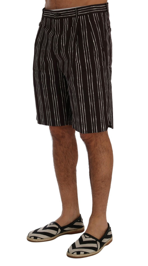 Dolce & Gabbana Bordeaux Striped Cotton Knee High Men's Shorts