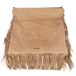 Baldinini Trend Chic Beige Suede Fringe Shoulder Women's Bag