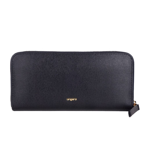 Ungaro Elegant Leather Zippered Wallet in Classic Women's Black