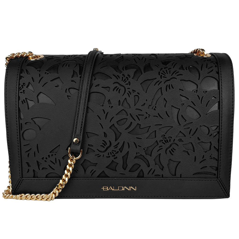 Baldinini Trend Elegant Floral Calfskin Shoulder Women's Bag