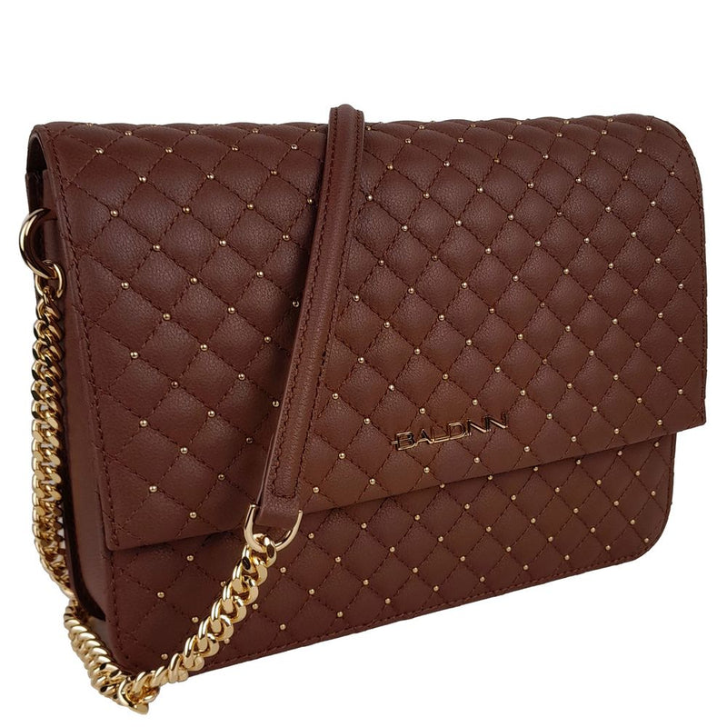 Baldinini Trend Chic Quilted Calfskin Shoulder Bag with Women's Studs