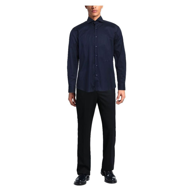 Aquascutum Elegant Blue Cotton Logo Men's Shirt