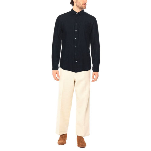 Alpha Studio Midnight Blue Linen Shirt - Italian Men's Craftsmanship