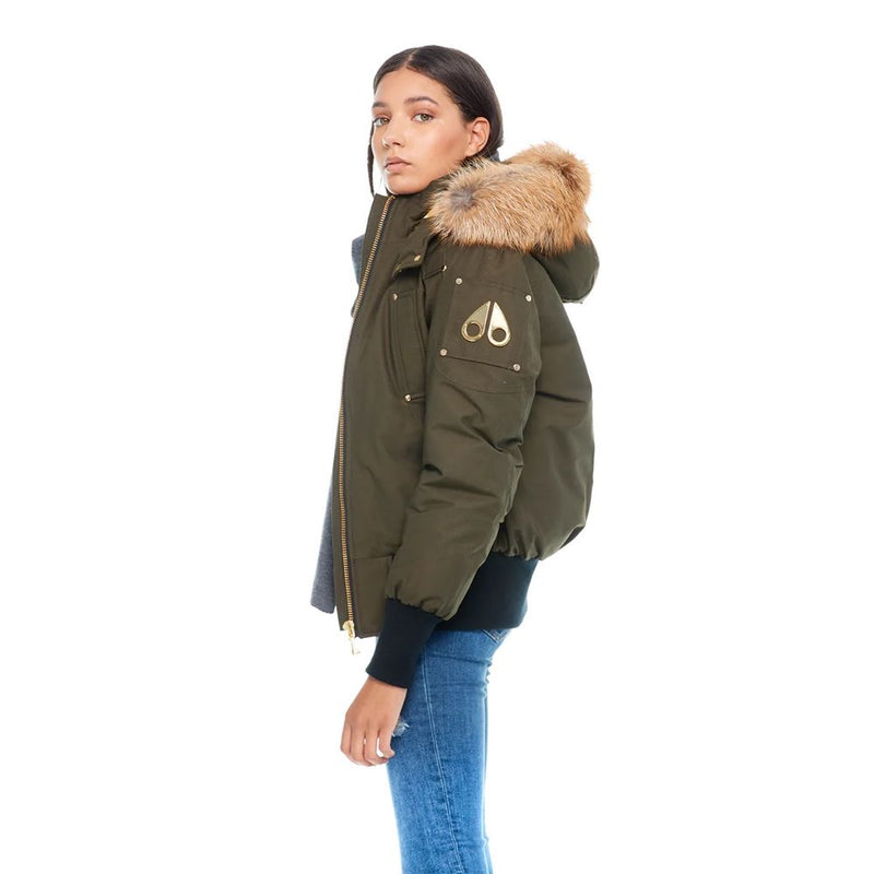 Moose Knuckles Exquisite Army Gold Debbie Bomber Women's Jacket