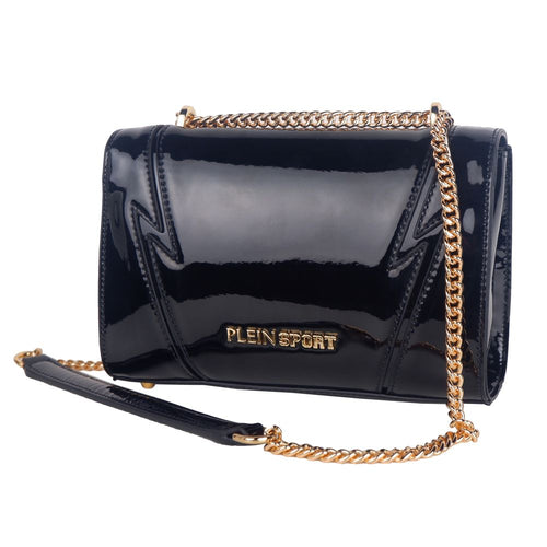 Plein Sport Chic Patent Effect Chain Shoulder Women's Bag