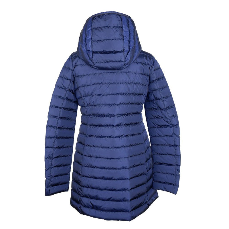 Add Elegant Blue Down Puffer Jacket with Women's Hood