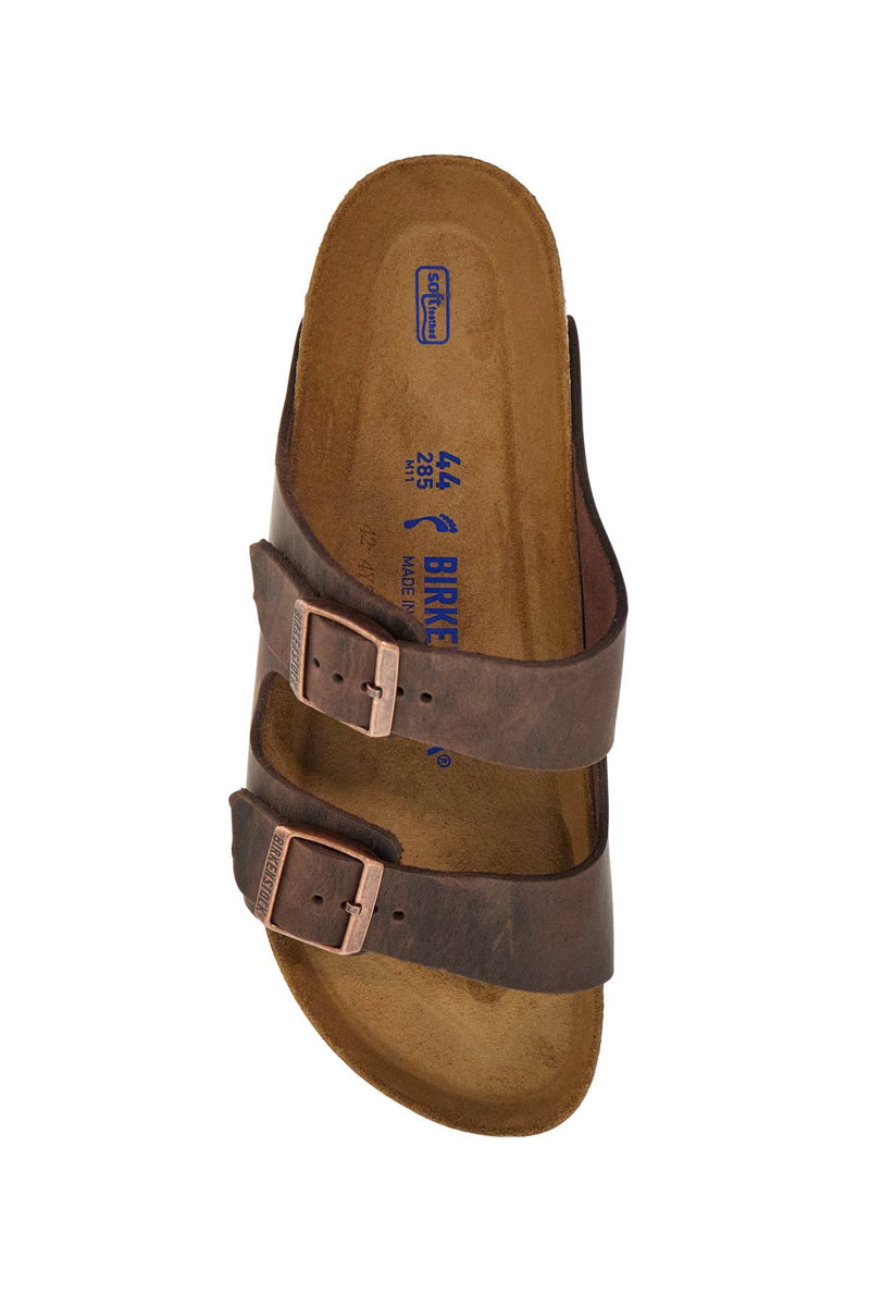 Birkenstock Men's Classic Habana Leather Arizona Slippers With Cork And Rubber Sole