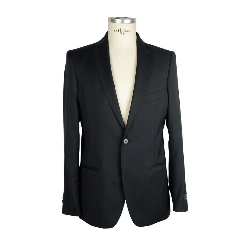 Made in Italy Black Wool Men Men's Suit