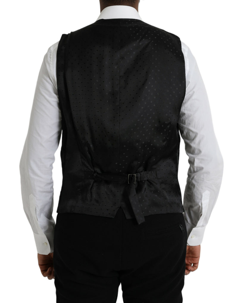 Dolce & Gabbana Black Silk Waistcoat Dress Formal Men's Vest