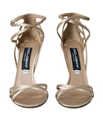 Dolce & Gabbana Beige Leather Strappy Heels Sandals Women's Shoes