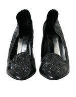 Dolce & Gabbana Black Crystal CINDERELLA Heels Pumps Women's Shoes