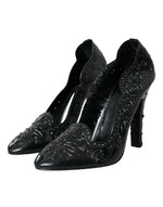 Dolce & Gabbana Black Crystal CINDERELLA Heels Pumps Women's Shoes