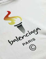 Balenciaga White Cotton Logo Hooded Pullover Sweatshirt Men's Sweater