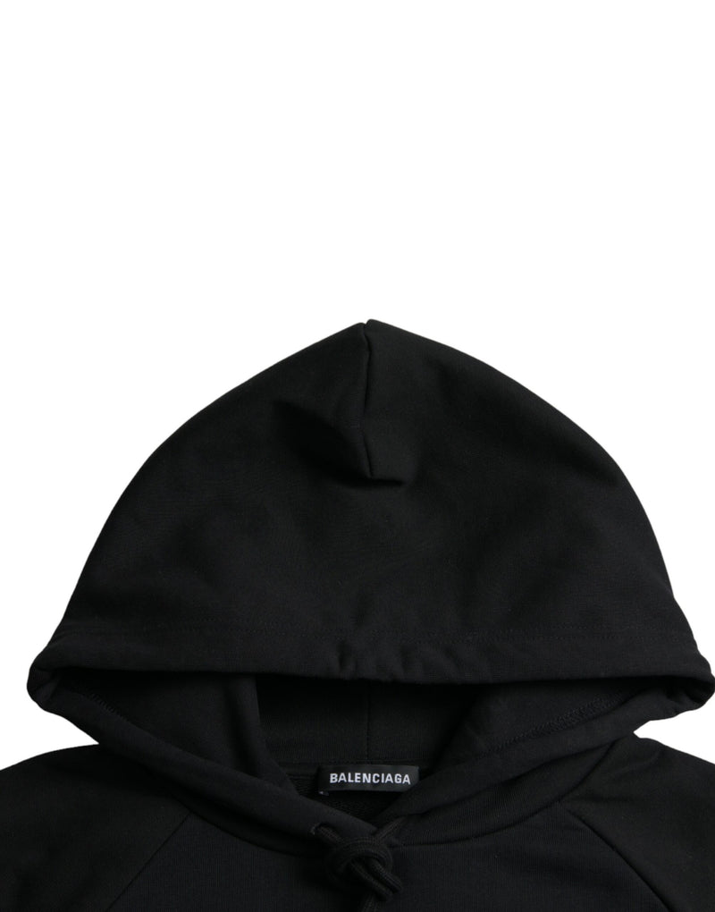 Balenciaga Black Cotton Logo Hooded Pullover Sweatshirt Men's Sweater