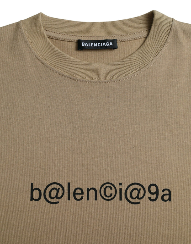 Balenciaga Brown Cotton Symbolic Jersey Vintage Crew Neck Men's T-shirt