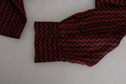 Dolce & Gabbana Black Red Zigzag Pattern Casual Men's Shirt (Pre-Owned)