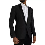 Dolce & Gabbana Black Jacquard MARTINI Single Breasted Coat Men's Blazer (Pre-Owned)