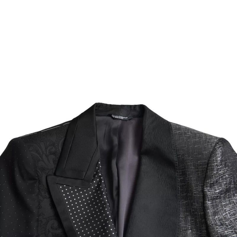 Dolce & Gabbana Black Silver Silk Single Breasted Coat Men's Blazer (Pre-Owned)