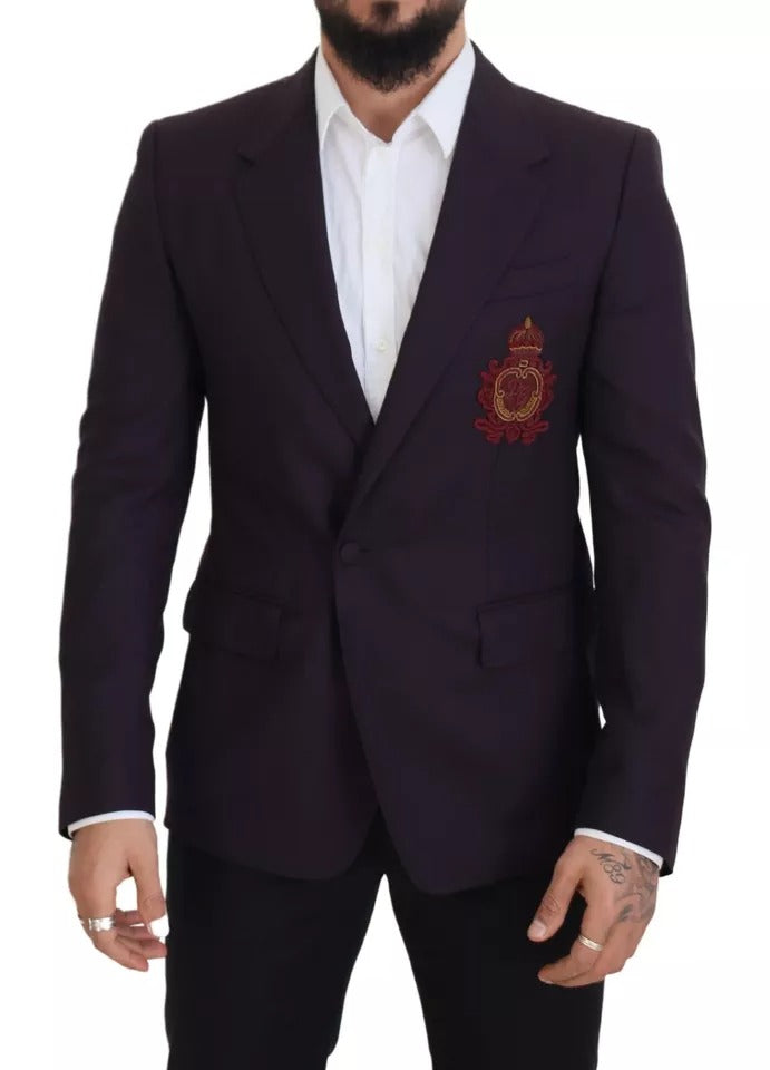 Dolce & Gabbana Purple Logo Single Breasted Wool Men's Blazer (Pre-Owned)