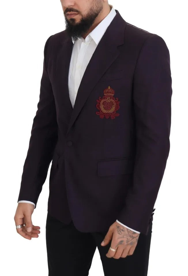 Dolce & Gabbana Purple Logo Single Breasted Wool Men's Blazer (Pre-Owned)