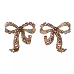 Dolce & Gabbana Gold Brass Pink Clear Crystal Bow Fiocchi Women's Christmas