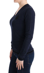 Costume National Elegant Blue V-Neck Women's Sweater