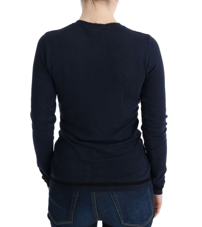 Costume National Elegant Blue V-Neck Women's Sweater