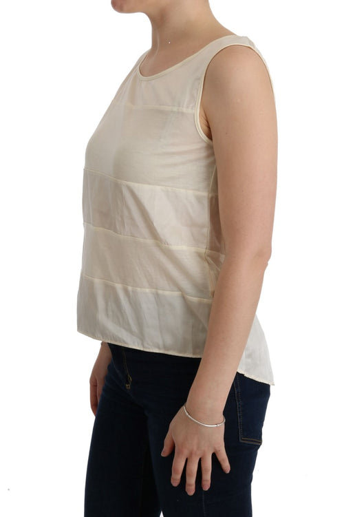 Costume National Beige Sleeveless Modal Top - Elevated Women's Basics