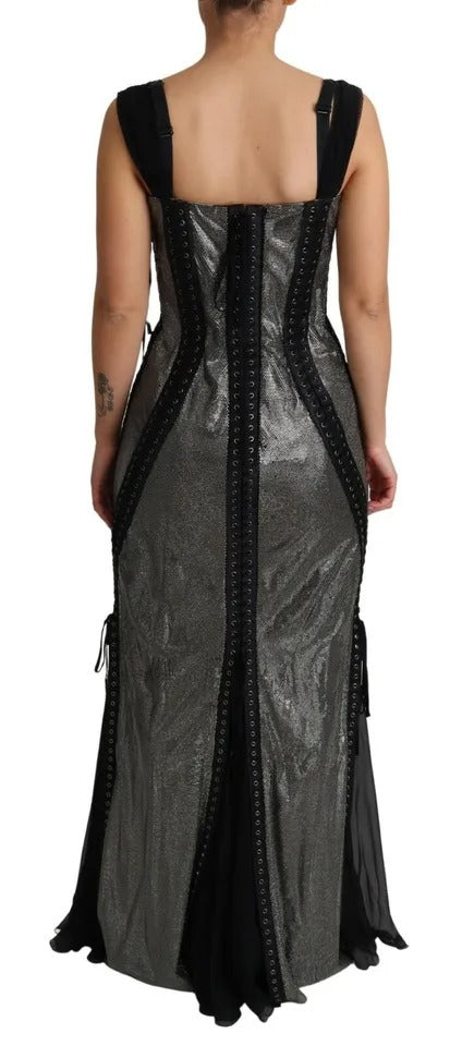 Dolce & Gabbana Black Crystals Lace Up Runway Gown Women's Dress (Pre-Owned)