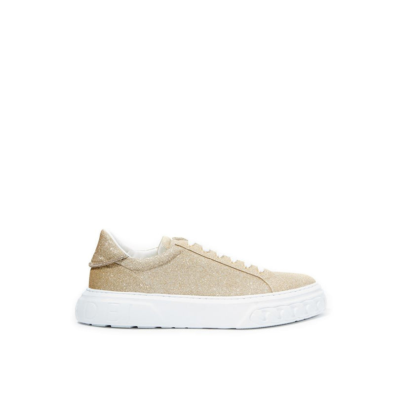 Casadei Elegant Gold Leather Women's Sneakers