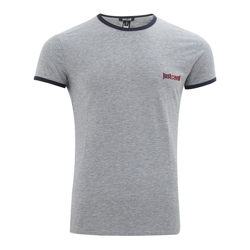 Just Cavalli Elegant Gray Cotton Tee for Men's Men