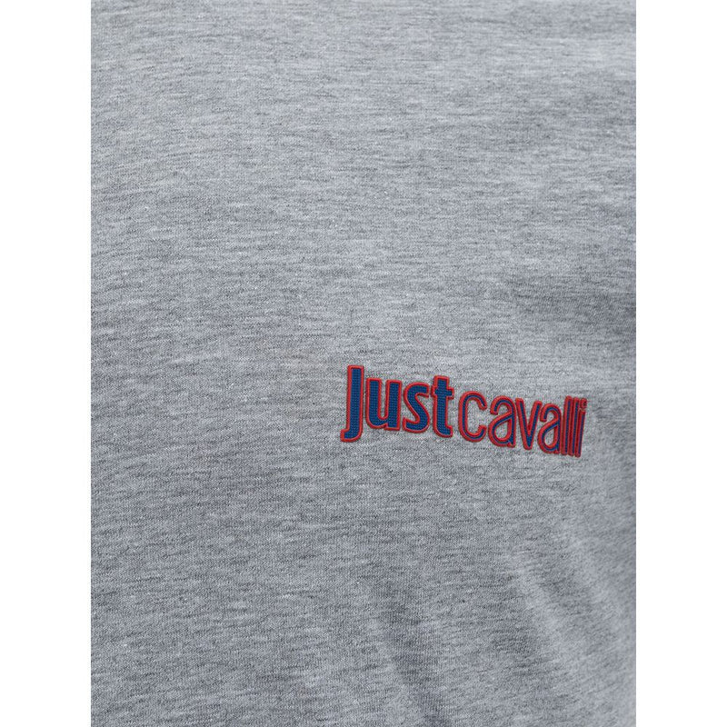 Just Cavalli Elegant Gray Cotton Tee for Men's Men