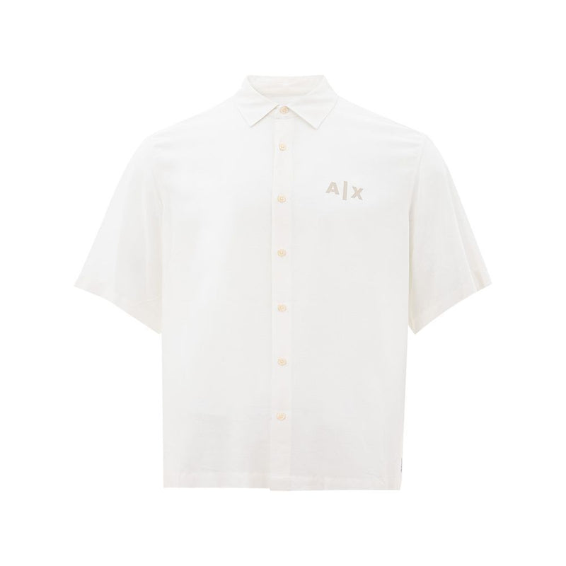 Armani Exchange Elegant White Viscose Shirt for Men's Men