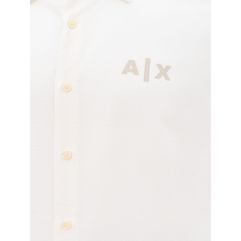 Armani Exchange Elegant White Viscose Shirt for Men's Men