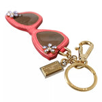 Dolce & Gabbana Red Leather Crystal Sunglasses Gold Metal Keyring Women's Keychain (Pre-Owned)