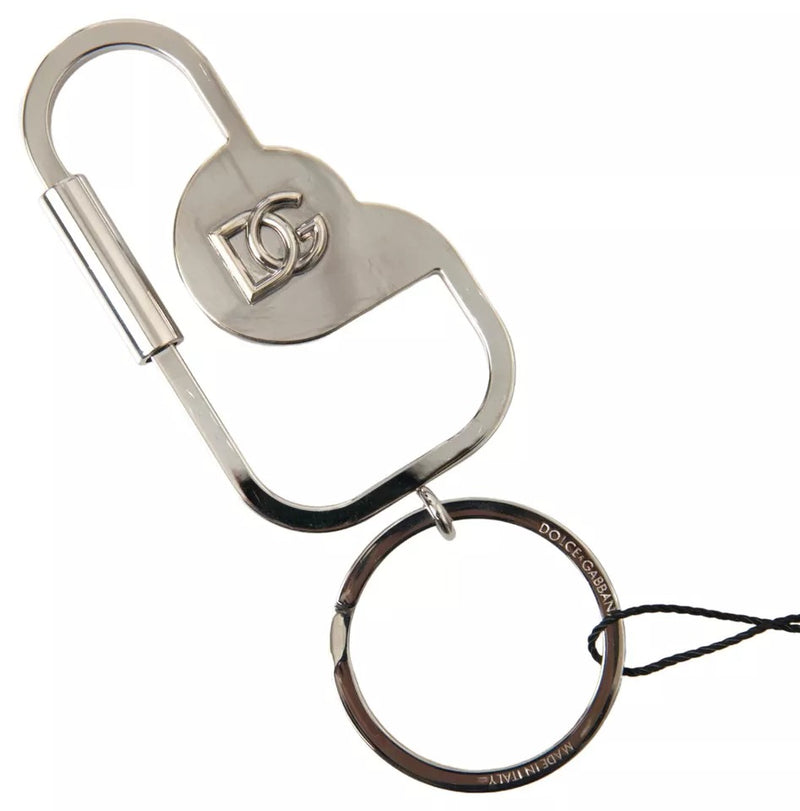 Dolce & Gabbana Silver Tone Brass Metal DG Logo Engraved Keyring Women's Keychain (Pre-Owned)