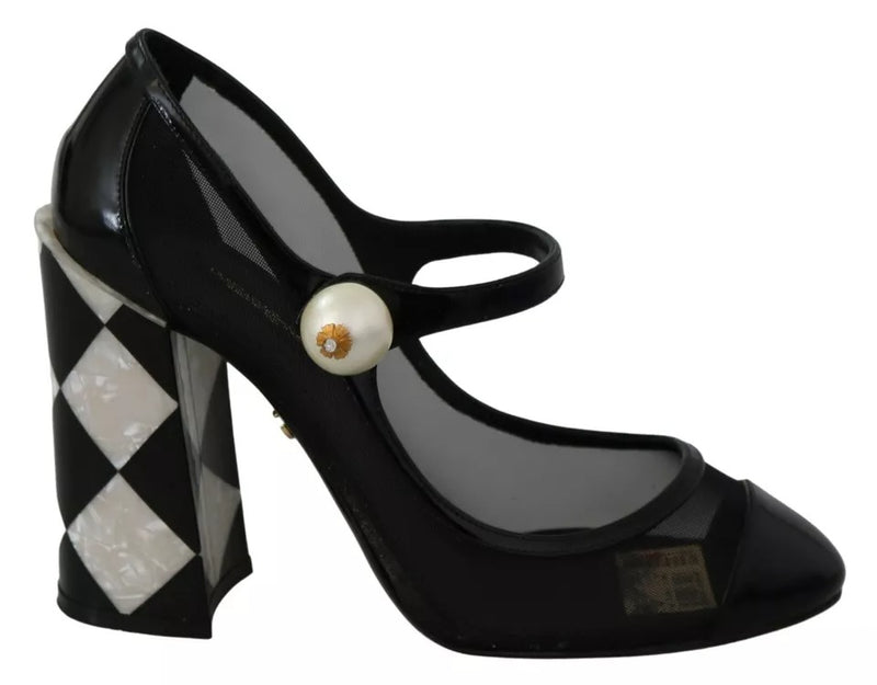 Dolce & Gabbana Black Embellished Harlequin Mary Janes Pumps Women's Shoes (Pre-Owned)