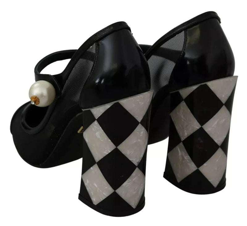 Dolce & Gabbana Black Embellished Harlequin Mary Janes Pumps Women's Shoes (Pre-Owned)