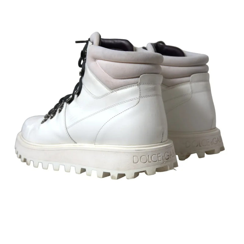 Dolce & Gabbana White Vulcano Trekking Ankle Boots Men Men's Shoes (Pre-Owned)