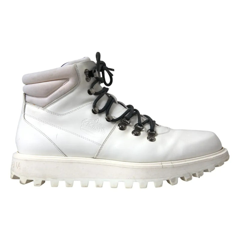 Dolce & Gabbana White Vulcano Trekking Ankle Boots Men Men's Shoes (Pre-Owned)