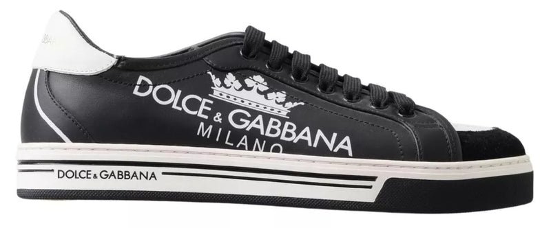 Dolce & Gabbana Black Leather Crown Milano Sneakers Casual Men's Shoes (Pre-Owned)