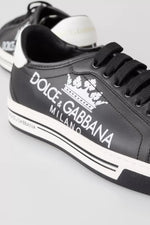 Dolce & Gabbana Black Leather Crown Milano Sneakers Casual Men's Shoes (Pre-Owned)