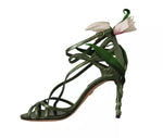 Dolce & Gabbana Acid Green Leather Strappy Flower Heels Sandals Women's Shoes (Pre-Owned)