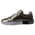 Dolce & Gabbana Bronze Leather Logo Sneaker Portofino Men's Shoes (Pre-Owned)