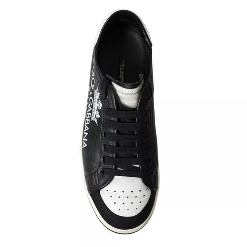 Dolce & Gabbana Black Leather Crown Milano Men Sneakers Men's Shoes (Pre-Owned)