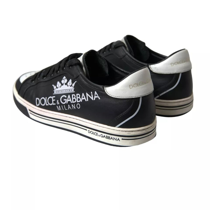 Dolce & Gabbana Black Leather Crown Milano Men Sneakers Men's Shoes (Pre-Owned)